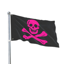 Load image into Gallery viewer, Neon Pink Pirate Skull and Crossbones Flag Double-Sided - Multiple Sizes