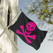 Load image into Gallery viewer, Neon Pink Pirate Skull and Crossbones Flag Double-Sided - Multiple Sizes