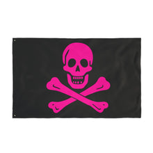 Load image into Gallery viewer, Neon Pink Pirate Skull and Crossbones Flag Double-Sided - Multiple Sizes