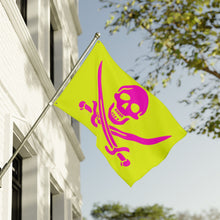 Load image into Gallery viewer, Double-Sided Neon Pirate Skull and Crossed Swords Flag With Grommets - Multiple Sizes