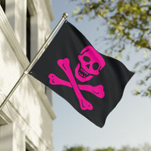 Load image into Gallery viewer, Neon Pink Pirate Skull and Crossbones Flag Double-Sided - Multiple Sizes