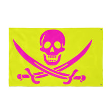 Load image into Gallery viewer, Double-Sided Neon Pirate Skull and Crossed Swords Flag With Grommets - Multiple Sizes