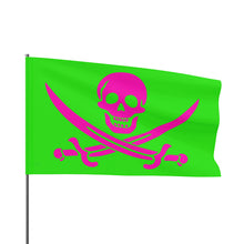 Load image into Gallery viewer, Neon Pink Pirate Skull Flag — Bold Jolly Roger Beach & Party Flag
