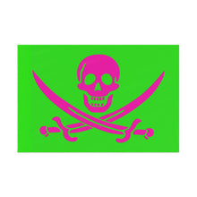 Load image into Gallery viewer, Neon Pink Pirate Skull Flag — Bold Jolly Roger Beach & Party Flag