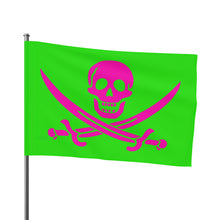 Load image into Gallery viewer, Neon Pink Pirate Skull Flag — Bold Jolly Roger Beach & Party Flag
