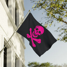 Load image into Gallery viewer, Neon Pink Pirate Skull and Crossbones Flag Double-Sided - Multiple Sizes