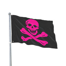 Load image into Gallery viewer, Neon Pink Pirate Skull and Crossbones Flag Double-Sided - Multiple Sizes