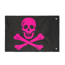 Load image into Gallery viewer, Neon Pink Pirate Skull and Crossbones Flag Double-Sided - Multiple Sizes