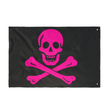 Load image into Gallery viewer, Neon Pink Pirate Skull and Crossbones Flag Double-Sided - Multiple Sizes

