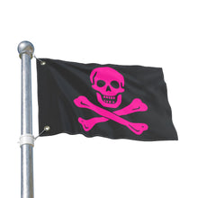 Load image into Gallery viewer, Neon Pink Pirate Skull and Crossbones Flag Double-Sided - Multiple Sizes
