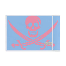 Load image into Gallery viewer, SMALL Miami Blue Pirate Skull Flag — Neon Pink for Boats and the Sandbar
