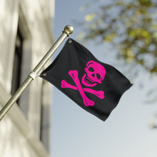 Load image into Gallery viewer, Neon Pink Pirate Skull and Crossbones Flag Double-Sided - Multiple Sizes
