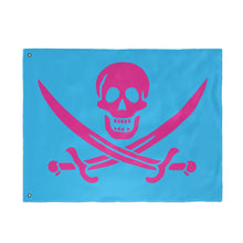 Load image into Gallery viewer, LARGE Blue Pink Jolly Roger Pirate Flag  for Boating
