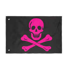 Load image into Gallery viewer, Neon Pink Pirate Skull and Crossbones Flag Double-Sided - Multiple Sizes
