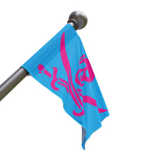 Load image into Gallery viewer, SMALL Miami Blue Pirate Skull Flag — Neon Pink for Boats and the Sandbar
